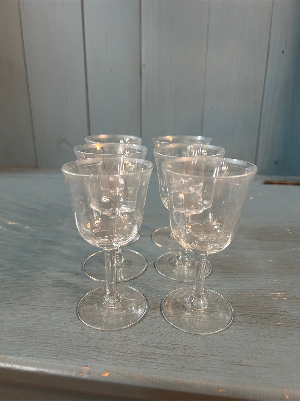 Vintage Clear Glass Wine Goblets Or Cordial Glasses – Set of 6 | Unmarked